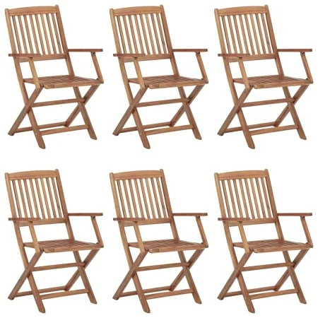 Sillas de exterior plegables 6 uds madera maciza acacia de vidaXL, Sillas de jardín - Ref: Foro24-3074936, Precio: 297,31 €, ...