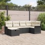 Conjunto de Sofá de Jardín de 6 piezas con Cojines Negro de Ratán Poliéster de , Sofás de exterior - Ref: Foro24-3358876, Pre...