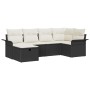 Conjunto de Sofá de Jardín de 6 piezas con Cojines Negro de Ratán Poliéster de , Sofás de exterior - Ref: Foro24-3358876, Pre...