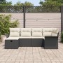 Conjunto de Sofá de Jardín de 6 piezas con Cojines Negro de Ratán Poliéster de , Sofás de exterior - Ref: Foro24-3358876, Pre...