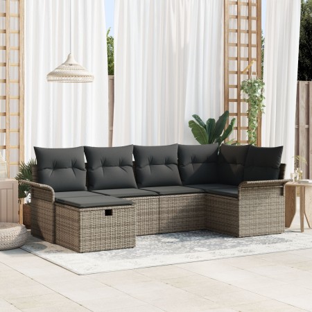 Juego de Sofá de Jardín de 6 Piezas con Cojines Gris Poliratán de , Sofás de exterior - Ref: Foro24-3358878, Precio: 387,24 €...
