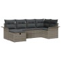Juego de Sofá de Jardín de 6 Piezas con Cojines Gris Poliratán de , Sofás de exterior - Ref: Foro24-3358878, Precio: 387,24 €...