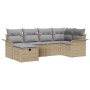 Set de Sofás de Jardín de 6 Piezas con Cojines Beige de Ratán Poliéster de , Sofás de exterior - Ref: Foro24-3358879, Precio:...