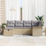 Set de Sofás de Jardín de 6 Piezas con Cojines Beige de Ratán Poliéster de , Sofás de exterior - Ref: Foro24-3358879, Precio:...