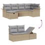 Set de Sofás de Jardín de 6 Piezas con Cojines Beige de Ratán Poliéster de , Sofás de exterior - Ref: Foro24-3358879, Precio:...