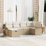 Conjunto de Sofás de Jardín de 6 Piezas con Cojines Beige de Ratán Poliéster de , Sofás de exterior - Ref: Foro24-3358880, Pr...