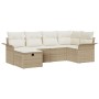Conjunto de Sofás de Jardín de 6 Piezas con Cojines Beige de Ratán Poliéster de , Sofás de exterior - Ref: Foro24-3358880, Pr...