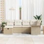 Conjunto de Sofás de Jardín de 6 Piezas con Cojines Beige de Ratán Poliéster de , Sofás de exterior - Ref: Foro24-3358880, Pr...