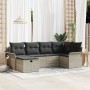 Conjunto de Sofá de Jardín  de 6 Piezas con Cojines Gris Claro de Ratán Poliéster | Foro24.es | Tu tienda online para hogar, jardín y más Foro24.es