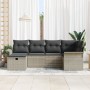 Conjunto de Sofá de Jardín  de 6 Piezas con Cojines Gris Claro de Ratán Poliéster | Foro24.es | Tu tienda online para hogar, jardín y más Foro24.es