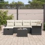 Conjunto de Sofás de Jardín de 7 Piezas con Cojines Negros de Poliratán de , Sofás de exterior - Ref: Foro24-3358886, Precio:...