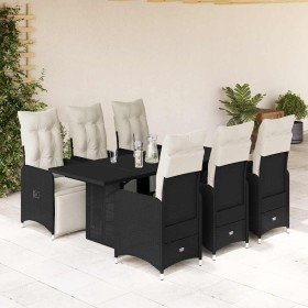 Set de mesa y sillas de jardín 7 pzas y cojines ratán PE negro en Conjuntos de jardín | Comprar online en Foru.es