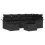 Juego de Sofás de Jardín de 7 Piezas con Cojines Negros de Poliratán de , Sofás de exterior - Ref: Foro24-3358892, Precio: 45...