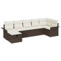 Conjunto de Sofá de Jardín de 7 Piezas con Cojines de Ratán Polimérico Marrón de , Sofás de exterior - Ref: Foro24-3358897, P...