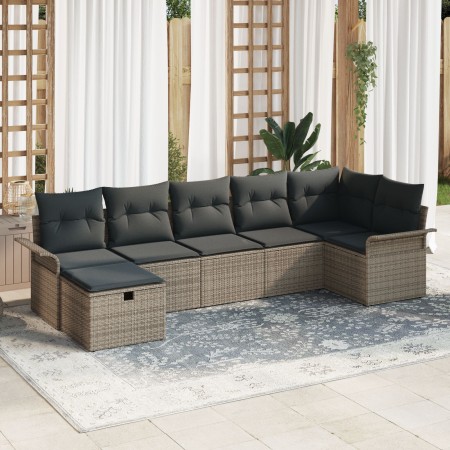 Juego de Sofá de Jardín de 7 Piezas con Cojines Gris Poliratán de , Sofás de exterior - Ref: Foro24-3358898, Precio: 447,46 €...