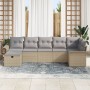 Conjunto de Sofá de Jardín de 7 Piezas con Cojines Beige Ratán Poliéster de , Sofás de exterior - Ref: Foro24-3358899, Precio...