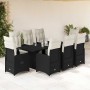 Set de mesa y sillas de jardín 9 pzas y cojines ratán PE negro en Conjuntos de jardín | Comprar online en Foru.es