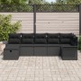 Juego de Sofá de Jardín de 7 Piezas con Cojines Negro de Ratán Poliéster de , Sofás de exterior - Ref: Foro24-3358902, Precio...