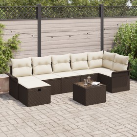 Juego de Sofás de Jardín de 8 Piezas con Cojines Marrón Poliratán de , Sofás de exterior - Ref: Foro24-3358907, Precio: 521,5...