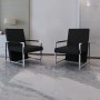Sillones 2 unidades estructura cromada cuero sintético negro en Sillones | Comprar online en Foru.es