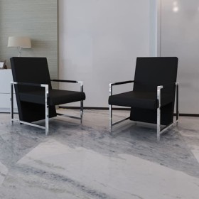 Sillones 2 unidades estructura cromada cuero sintético negro en Sillones | Comprar online en Foru.es