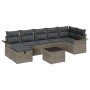 Conjunto de Sofá de Jardín de 8 Piezas con Cojines en Gris Ratán Poliéster de , Sofás de exterior - Ref: Foro24-3358908, Prec...