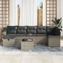 Conjunto de Sofá de Jardín de 8 Piezas con Cojines en Gris Ratán Poliéster de , Sofás de exterior - Ref: Foro24-3358908, Prec...