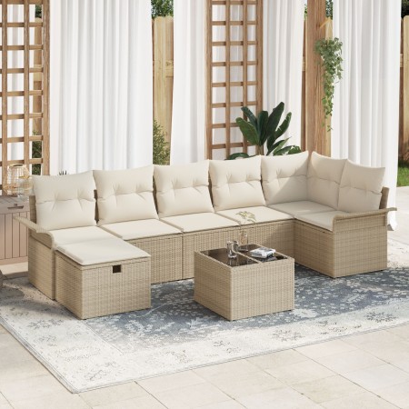 Juego de Sofá de Jardín de 8 Piezas con Cojines Beige Poliratán de , Sofás de exterior - Ref: Foro24-3358910, Precio: 546,07 ...
