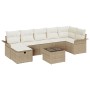 Juego de Sofá de Jardín de 8 Piezas con Cojines Beige Poliratán de , Sofás de exterior - Ref: Foro24-3358910, Precio: 546,07 ...