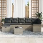 Conjunto de Sofá de Jardín de 8 Piezas con Cojines Gris Claro de Ratán Sintético de , Sofás de exterior - Ref: Foro24-3358911...