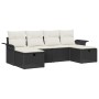 Conjunto de Sofá de Jardín de 6 Piezas con Cojines Negro de Ratán Poliéster de , Sofás de exterior - Ref: Foro24-3358916, Pre...