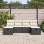 Conjunto de Sofá de Jardín de 6 Piezas con Cojines Negro de Ratán Poliéster de , Sofás de exterior - Ref: Foro24-3358916, Pre...