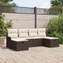 Conjunto de Sofás de Jardín de 6 Piezas con Cojines Marrón Ratán Poliéster de , Sofás de exterior - Ref: Foro24-3358917, Prec...