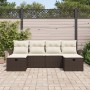 Conjunto de Sofás de Jardín de 6 Piezas con Cojines Marrón Ratán Poliéster de , Sofás de exterior - Ref: Foro24-3358917, Prec...