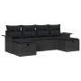 Juego de Sofás de Jardín de 6 Piezas con Cojines Negro Ratán Sintético de , Sofás de exterior - Ref: Foro24-3358922, Precio: ...