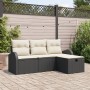 Conjunto de sofá de jardín de 4 piezas con cojines en ratán negro de , Sofás de exterior - Ref: Foro24-3359046, Precio: 265,9...