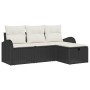 Conjunto de sofá de jardín de 4 piezas con cojines en ratán negro de , Sofás de exterior - Ref: Foro24-3359046, Precio: 265,9...
