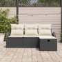 Conjunto de sofá de jardín de 4 piezas con cojines en ratán negro de , Sofás de exterior - Ref: Foro24-3359046, Precio: 265,9...
