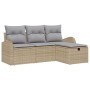 Conjunto de Sofá de Jardín de 4 Piezas con Cojines Beige Ratán Sintético de , Sofás de exterior - Ref: Foro24-3359049, Precio...