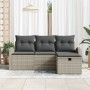 Juego de Sofás de Jardín de 4 Piezas con Cojines Gris Claro Poliratán de , Sofás de exterior - Ref: Foro24-3359051, Precio: 2...