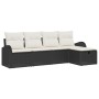 Conjunto Sofá de Jardín 5 Piezas Cojines Negro Poliratán de , Sofás de exterior - Ref: Foro24-3359056, Precio: 315,97 €, Desc...
