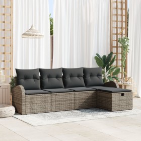 Conjunto de Sofá de Jardín de 5 Piezas con Cojines Gris Poliratán de , Sofás de exterior - Ref: Foro24-3359058, Precio: 316,2...