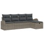 Conjunto de Sofá de Jardín de 5 Piezas con Cojines Gris Poliratán de , Sofás de exterior - Ref: Foro24-3359058, Precio: 316,2...
