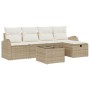 Juego de Sofá de Jardín de 6 Piezas con Cojines Beige Ratán Poliéster de , Sofás de exterior - Ref: Foro24-3359070, Precio: 3...