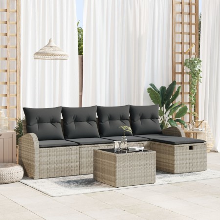 Conjunto de Sofá de Jardín de 6 Piezas con Cojines Ratán Poligrey de , Sofás de exterior - Ref: Foro24-3359071, Precio: 374,8...