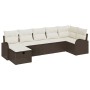 Conjunto de sofá de jardín de 7 piezas con cojines marrón de poliratán de , Sofás de exterior - Ref: Foro24-3359097, Precio: ...
