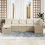Conjunto de Sofá de Jardín de 7 Piezas Con Cojines Beige de Ratán Sintético de , Sofás de exterior - Ref: Foro24-3359100, Pre...