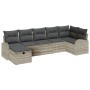 Conjunto de sofá de jardín de 7 piezas con cojines grises de ratán de , Sofás de exterior - Ref: Foro24-3359101, Precio: 493,...