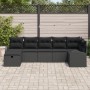 Juego de Sofá de Jardín de 7 Piezas con Cojines Negro Ratán Poliéster de , Sofás de exterior - Ref: Foro24-3359102, Precio: 4...