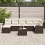 Conjunto de sofá de jardín de 8 piezas con cojines marrón en ratán sintético de , Sofás de exterior - Ref: Foro24-3359107, Pr...